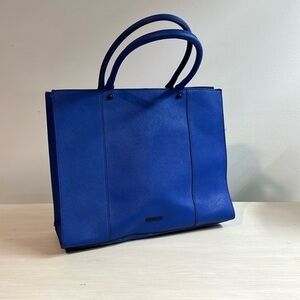 Blue Rebecca Minkoff tote handbag blue and black hardware 14”x12”x6”